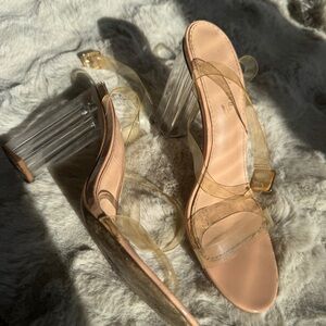 Fashion Nova Clear Strap Nude Heels